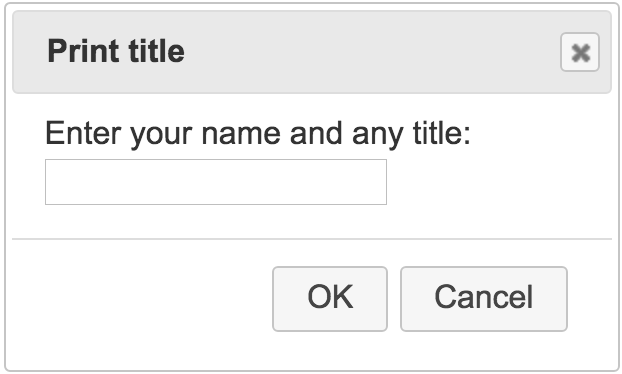 Print title dialog